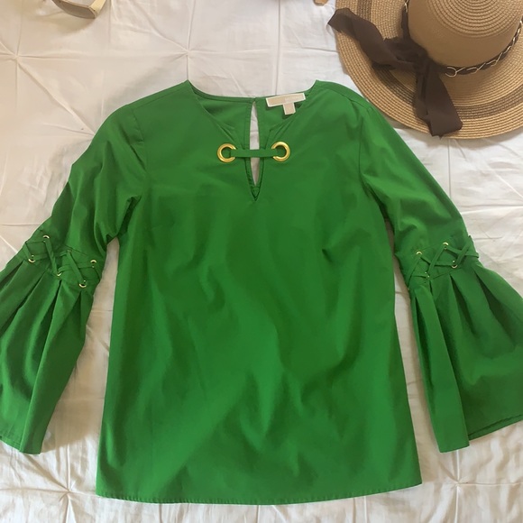 Michael Kors Green Top, tiered sleeves, Size S - Picture 11 of 11